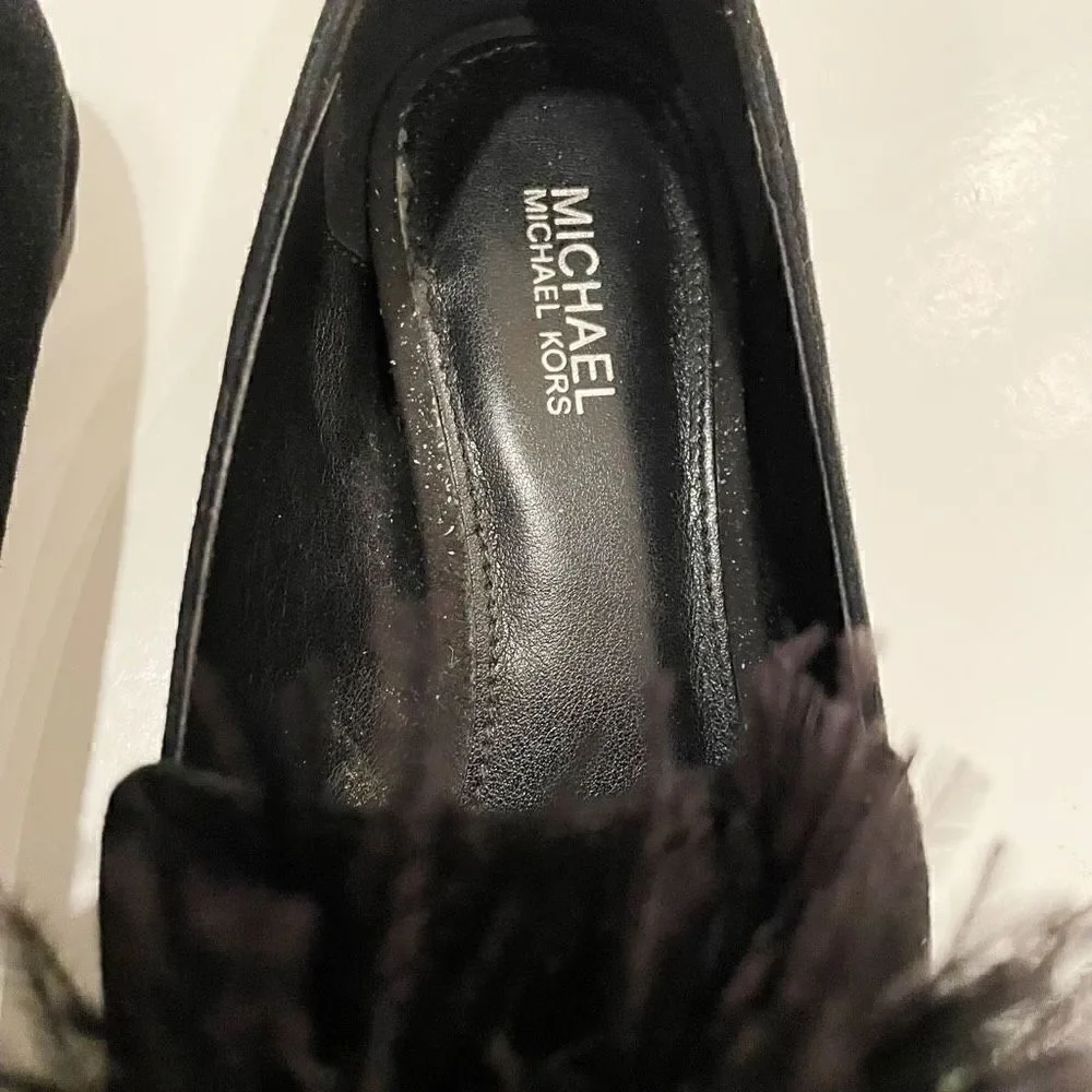 Michael Kors Fara Loafer Slip On Pom Pom Loafer Flats 7.5 Black
